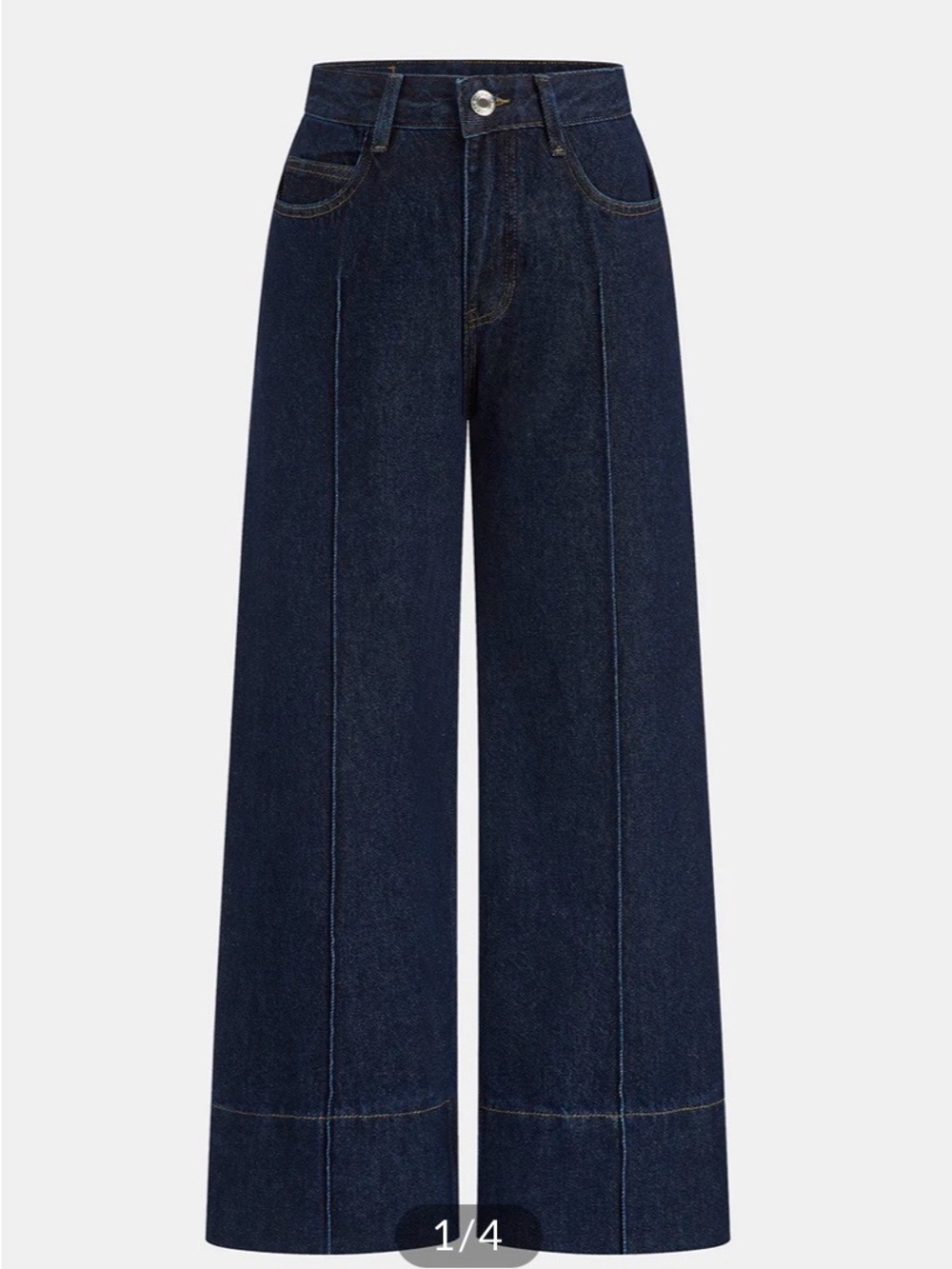 Commense Dark Blue Relaxed-Waist Wide-Leg Jeans